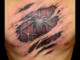 Absolutely Outstanding Spiderman Ripped Skin Tattoo Jpg 480 360 Spiderman Chest Tattoo Ripped Skin Tattoo Weird Tattoos