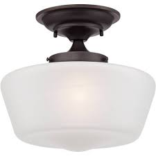 Schoolhouse ceiling light fitting by mullan lighting. Regency Hill Schoolhouse Ceiling Light Semi Flush Mount Fixture Bronze 12 White Glass For Bedroom Kitchen Target
