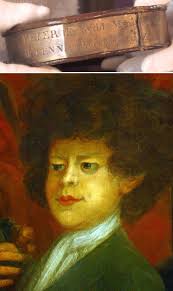 The leather collar of Peter the Wild Boy. Peter was found living wild in  the Hertswold Forest by a party of hunters led by King George I while