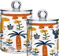 Cartoon Colorful Dinosaur Airtight Transparent Plastic Storage Jar Glass  Food Storage Container for Food Herbs Tea etc with Storage Lid easy to use  ...