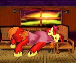 28955 - safe, artist:chaosdrop, apple bloom (mlp), big macintosh (mlp),  earth pony, equine, fictional species, mammal, pony, feral, friendship is  magic, hasbro, my little pony, 2012, blanket, brother, brother and sister,  cottagecore,