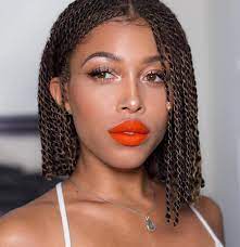 Asymmetrical Bob With Senegalese Twists Short Natural Hair Styles Twist Braid Hairstyles Senegalese Twist Hairstyles