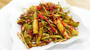 Flounder dressed with various seasonings and served as a side dish 미나리무침_(hanja ì˜¤ì´ ë¯¸ë‚˜ë¦¬ë¬´ì¹¨ Seasoned Cucumber With Water Parsley Youtube