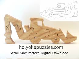Backhoe Puzzle Pattern Pdf Svg Wood Puzzles Patterns Handmade Kids Toys Wooden Jigsaw Puzzles