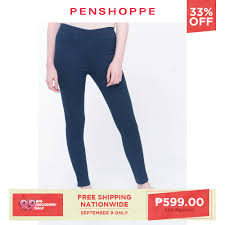 Penshoppe Power Stretch Super Skinny Fit Jeggings With Cut And Sew Detail Blue