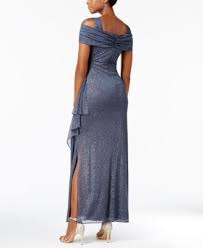 Alex Evenings Petite Ruched Cold Shoulder Gown Gray 14p Petite Gowns Cold Shoulder Gown Gowns