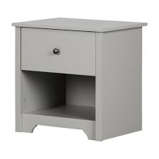 South Shore Vito 1 Drawer Soft Gray Nightstand Gray Nightstand Nightstand Drawers