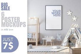 Psd Posters Mockup In Child Interior Kids Interior Poster Mockup Room Interior