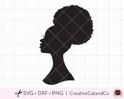 Black Woman Afro Wreath Svg Dxf Side View Profile Face African American Woman With Afro Puff Drawstring Ponytail Silhouette Svg Dxf Cricut Profile Drawing Side Profile Woman Female Profile