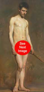 ACADEMIC FRONTAL NUDE Male Unknown Artist 1900 Print Handsome Young Man  Standing Gay Interest Nudity Oil Painting Art Naked Man Mature - Etsy