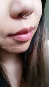 Fake Double Hoop Septum Nose Ring Faux False Jewelry Clip