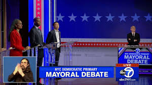 Nyc mayoral candidates andrew yang, eric adams, scott stringer, maya wiley, ray mcguire, kathryn garcia, shaun donovan, and dianne morales participate in. Andrew Yang Blasts Eric Adams With Corruption Allegations In Heated Nyc Democratic Mayoral Debate Abc News