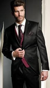 Black And Red Mens Suit 3 Pcs Satin Black And Red Dapper Custom Made Suit Traje De Novio Trajes De Para Boda Masculinos Trajes De Boda