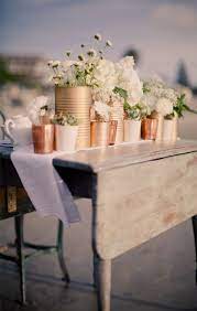 Diy Tin Can Centerpiece Tin Can Centerpieces Vintage Wedding Decorations Beach Theme Wedding