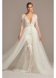 Floral Illusion Tall Bodysuit Wedding Dress David S Bridal