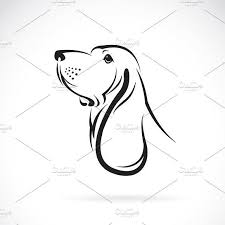Basset Hound Clipart Black And White Vector Image Of A Basset Hound Head Dog Line Drawing Basset Hound Lion Tattoo Design
