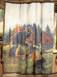 Black Bear Shower Curtain Black Bear Lodge Shower Curtain In 2020 Rustic Shower Curtains Rustic Shower Black Bear Lodge