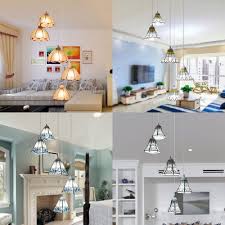 Art Glass Pendant Lamp With Bell Cone Dome Trapezoid Shade Living Room 5 Lights Tiffany Style Hanging Light Takeluckhome Com