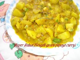 Peper Dalna Bengali Green Papaya Curry Recipe Junction Papaya Recipes Pawpaw Recipes Curry Recipes