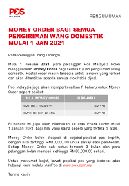 Di amerika syarikat, ia dikenali sebagai kiriman wang pos (postal money order). Pengumuman Money Order Bagi Semua Pos Malaysia Berhad Facebook