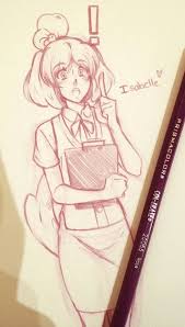 I Tried To Draw Isabelle From Animal Crossing In My Own Style With Dog Ears And Tail This Time Well I Tried D I Ll Do Animal Crossing Sketch Book Drawings