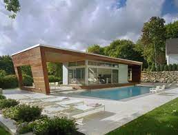Small modern pool house design. Pool House Designed By The Hariri Sisters An Architectural Digest 2012 Ad100 Winner This 1200 Sf Pool House Is Modern Pool House Architecture Modern Pool