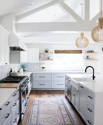 Kitchen With Periwinkle Cabinets And Vaulted Ceilings Pinned By Www Youngandmerri Com Home Decor Kitchen Modern Farmhouse Kitchens Interior Design Kitchen