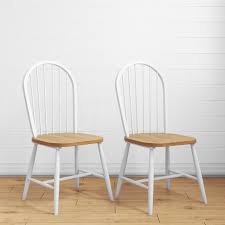 See more ideas about wooden dining bench, dining bench, bench. Pair Of Windsor Dining Chairs In White With Wooden Seat Rhode Island Furniture123