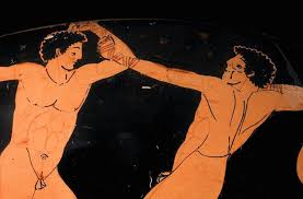 The first pentathlon was documented in ancient greece and was part of the ancient olympic games. Olympic Games Article Ancient Greece Khan Academy