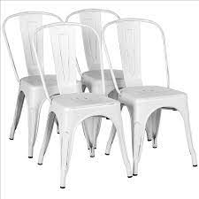 In a modern dining room, try a concrete dining table surrounded by metal chairs with a galvanized. Smilemart Industrial Modern Metal Dining Chairs Set Of 4 White Walmart Com Walmart Com