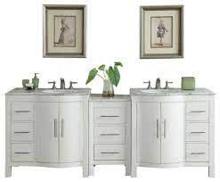 Vanity is the key to bathroom décor. 90 Inch Large White Double Sink Bathroom Vanity With Offset Sinks Transitional Bathroom Vanities And Sink Consoles By Silkroad Exclusive V0290ww89d Houzz