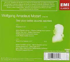 Je vais êtres sévère mais pas de métal violent , pas de star academy , pas de musiques diffusées sur skyrock et fun radio. Mozart Ses Plus Belles Musiques Sacrees Requiem Messe En Ut Mineur Wolfgang Amadeus Mozart Carlo Maria Guilini Amazon Fr Musique