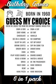 Fun Birthday Activities For Adults Near Me 60th Birthday Games 60 Birthday Born In 1960 60th Birthday Printable Games Birthday Trivia Birthday Trivia Game Younger Or Older 503 In 2020 40th Birthday Games Birthday Games 50th Birthday Games