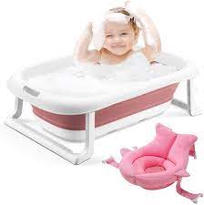 Buy 3 In 1 Baby Bathtub Portable Collapsible Toddler Bath Tub Foldable Infant Shower Basin Anti Slip Skid Proof With Baby Cushion For 0 5 Years Pink Tub Cushion Online In Vietnam B07wg1kv5q