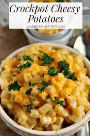 Cheesy Potatoes Recipe That Is Made In Your Crock Pot These Delicious Potatoes Are Cheesy Thanksgiving Crockpot Recipes Cheesy Potatoes Recipe Cheesy Potatoes