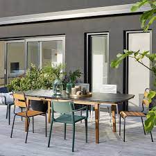 set of 2 juragley garden chairs in acacia metal wood metal la redoute interieurs la redou in 2021 outdoor dining furniture garden table and chairs garden chairs