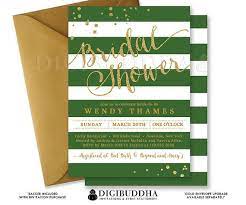 Emerald Gold Bridal Shower Invitation Stripes Printable Invite Green And Gold Bridal Shower Invitations Bridal Shower Invitations Trendy Wedding Invitations