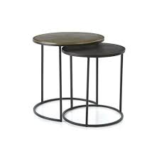 Faux white marble/gold medium round wood coffee table set with nesting tables. Crate Barrel Knurl Nesting Accent Tables Set Of Two By Crate And Barrel Dwell