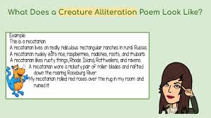 What is an example of alliertation? How To Write Creature Alliteration Poems Youtube