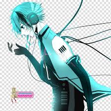 Renders Vocaloid Blue Haired Male Character Wearing Headphones Illustration Transparent Background Png Clipart Hiclipart Image of can i borrow your headphone cute anime guys anime. renders vocaloid blue haired male