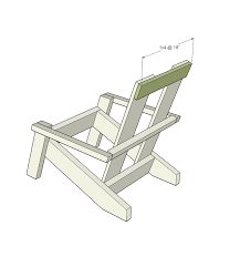 The free plan includes color photos, diagrams, a shopping list, a cut list, a tool list, and written instructions. Modern Adirondack Chair Ana White