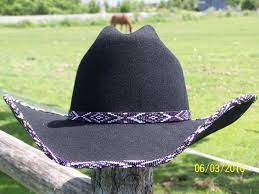 Pin By Cassi Stevenson On Beadwork Beaded Hat Bands Beaded Hat Band Hat Band