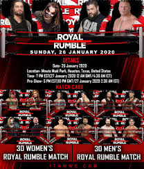 The road to wrestlemania begins on sunday at the royal rumble. Royal Rumble 2020 Match Card Poster Royal Rumble Wwe Royal Rumble Minute Maid Park
