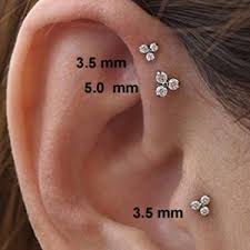 Gold tragus earring, 14k solid gold indian tribal 16 gauge stud ear piercing, diamond shaped, fits helix or cartilage, handmade by alagia 3.4 out of 5 stars 7 $55.00 $ 55. Diamond Trinity Push In Stud Cartilage Tragus Helix Nose
