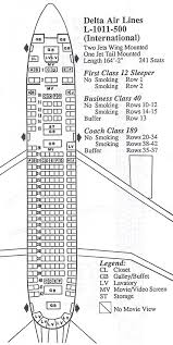 Vintage Airline Seat Map Delta Air Lines Lockheed L 1011