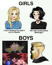 Check spelling or type a new query. Dragon Ball Z Memes 010 Girls Vs Boys I Cant Believe He Didnt Cry Do Boys Have Emotion Comics And Memes