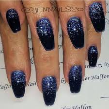 Glitter Black And Blue Ombre Nails Black And Blue Glitter Nails Blue Glitter Nails Navy Acrylic Nails Blue Ombre Nails