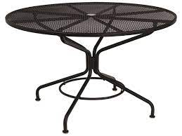 We reviewed popular and highly rated tables with an umbrella hole for your backyard, poolside, etc. Woodard Mesh Wrought Iron Textured Black 48 Wide Round Table With Umbrella Hole Round Patio Table Metal Outdoor Table Patio Table Top