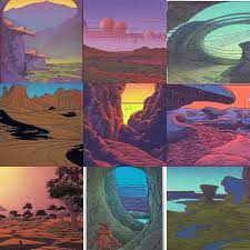 landscape by moebius | Stable Diffusion