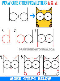 How To Draw A Cartoon Cat Step By Step How To Draw Cartoon Baby Kitty Cat Or Kitten From Letters Easy Step By Step Drawing Tutorial How To Draw Step By Step Drawing Tutorials Baby Drawing Cartoon Drawings Cat